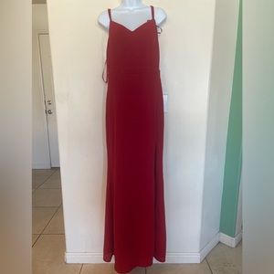 City Studios Junior's Double Strap Lace Back Gown Red Size 13 Side Slit
